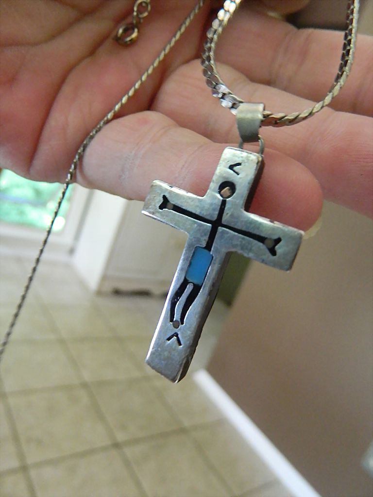Mexican silver-onyx-turquoise vintage Cross Mexican silver-onyx-turquoise vintage Cross