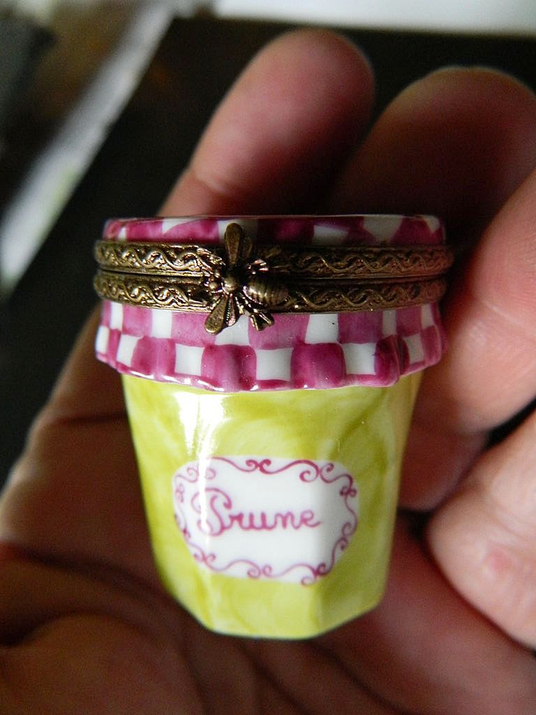 Limoges- Hand painted- trinket Box- Jelly jar Limoges- Hand painted- trinket Box- Jelly jar
