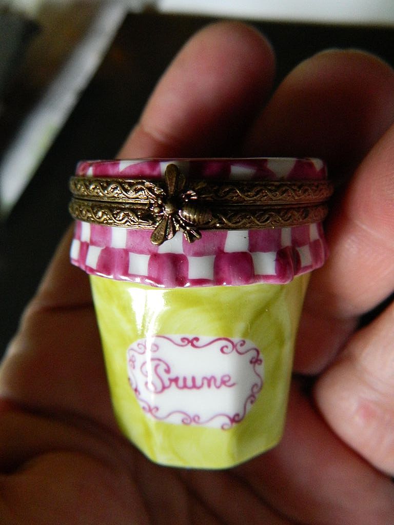 Limoges- Hand painted- trinket Box- Jelly jar Limoges- Hand painted- trinket Box- Jelly jar