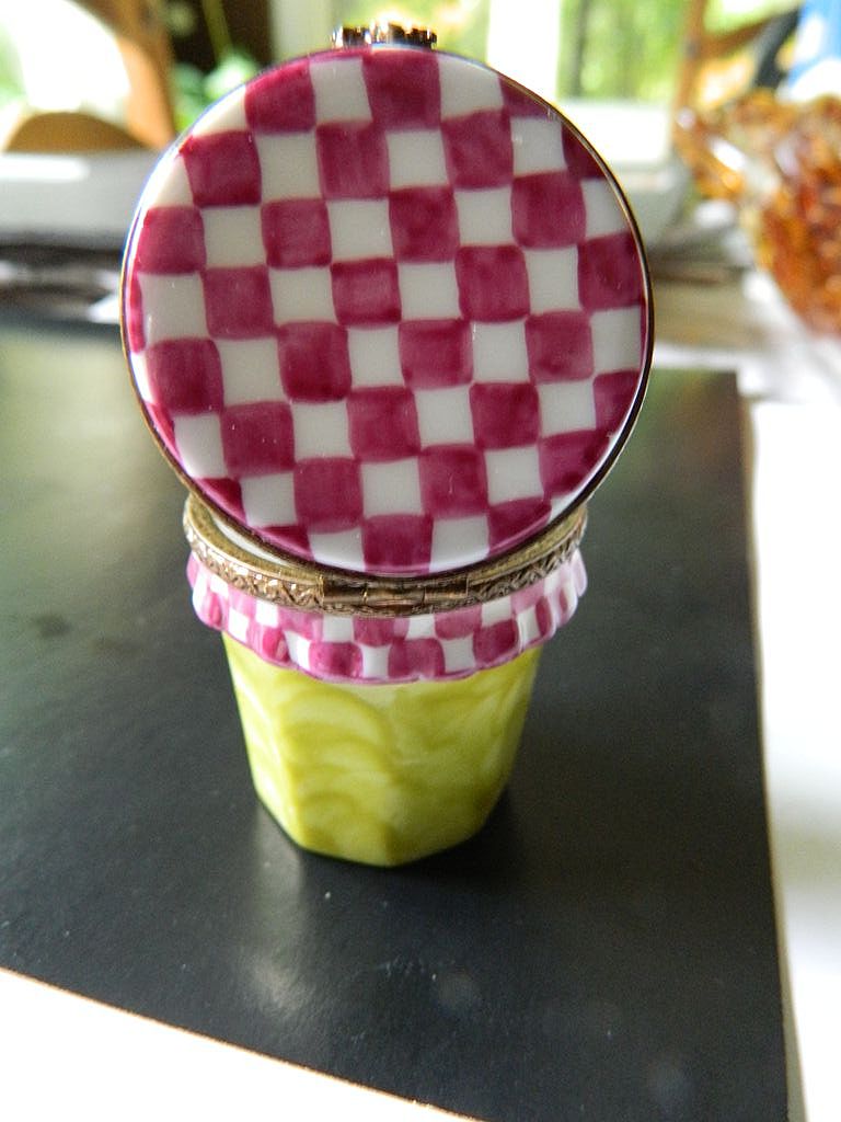 Limoges- Hand painted- trinket Box- Jelly jar Limoges- Hand painted- trinket Box- Jelly jar