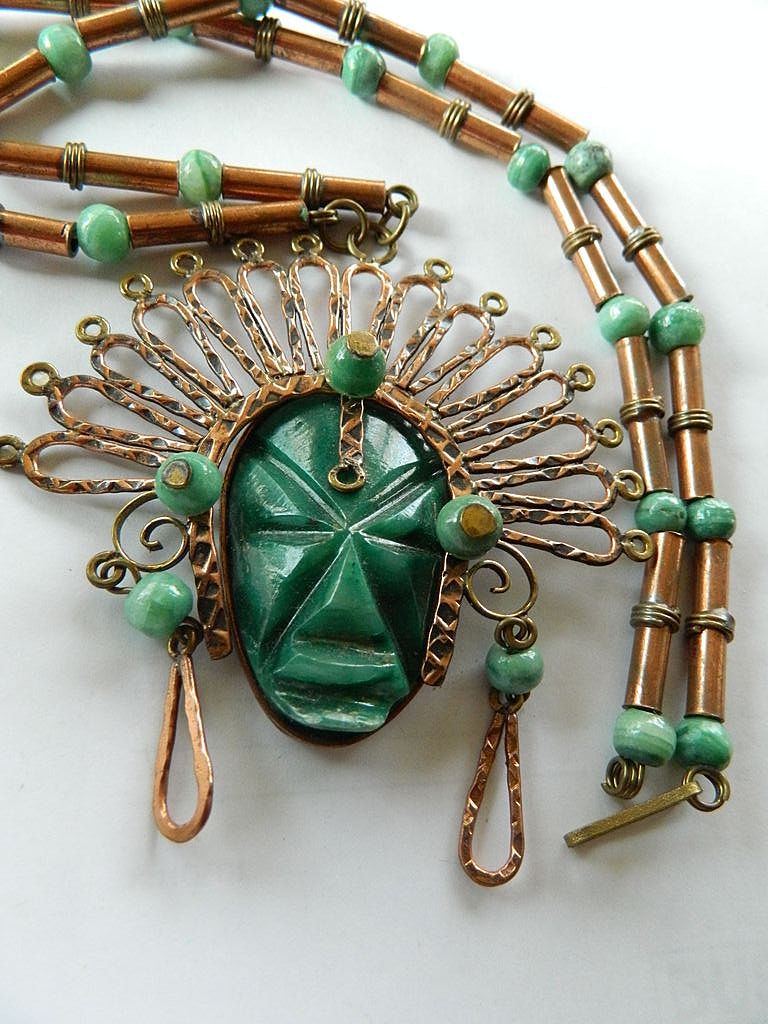 Carved stone- Warrior pin with heavy chain Carved stone- Warrior pin with heavy chain