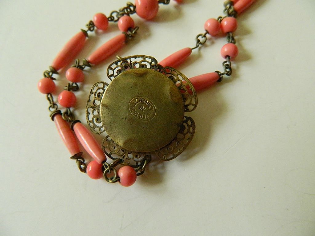 Gorgeous Czech -coral glass beads Choker necklace- Extra pieces Gorgeous Czech -coral glass beads Choker necklace- Extra pieces