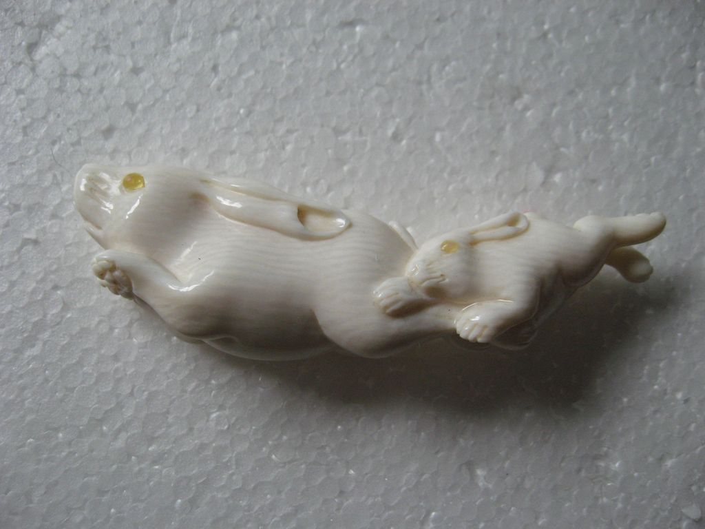 Fabulous- Carved Ivory- figure-Rabbits Fabulous- Carved Ivory- figure-Rabbits