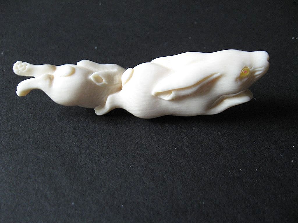 Fabulous- Carved Ivory- figure-Rabbits Fabulous- Carved Ivory- figure-Rabbits