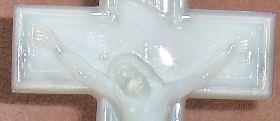 19th Century Milk Glass Crucifix Candlestick 19th Century Milk Glass Crucifix Candlestick