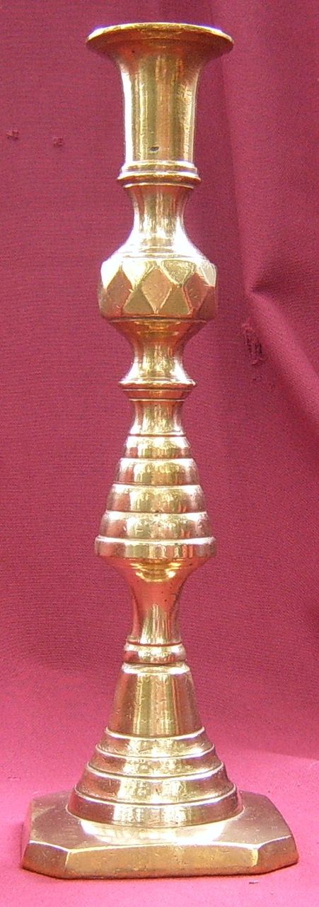 Pair of Brass 19th Century Diamond Pattern Candlesticks Pair of Brass 19th Century Diamond Pattern Candlesticks