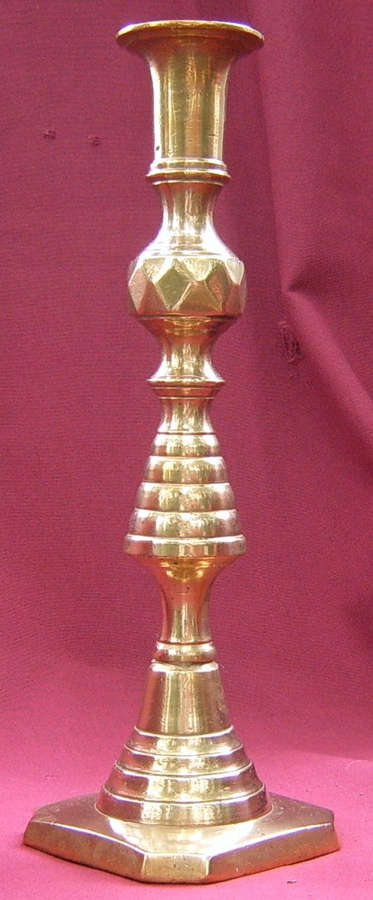 Pair of Brass 19th Century Diamond Pattern Candlesticks Pair of Brass 19th Century Diamond Pattern Candlesticks