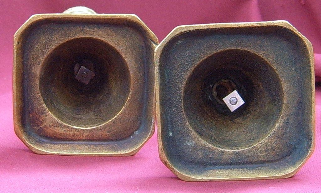Pair of Brass 19th Century Diamond Pattern Candlesticks Pair of Brass 19th Century Diamond Pattern Candlesticks