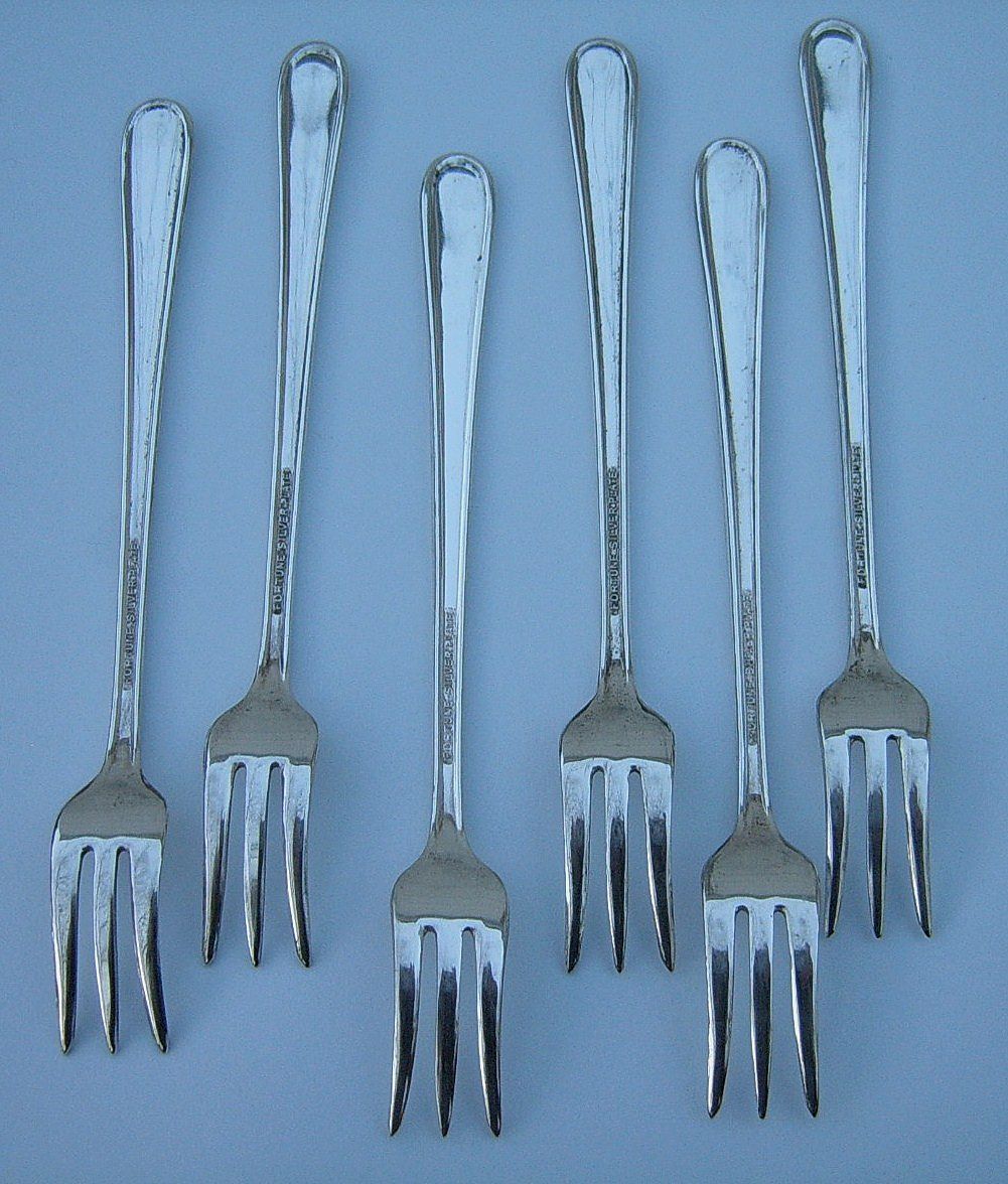 Six Vintage Fortune Silver Plate Seafood or Cocktail Forks Six Vintage Fortune Silver Plate Seafood or Cocktail Forks