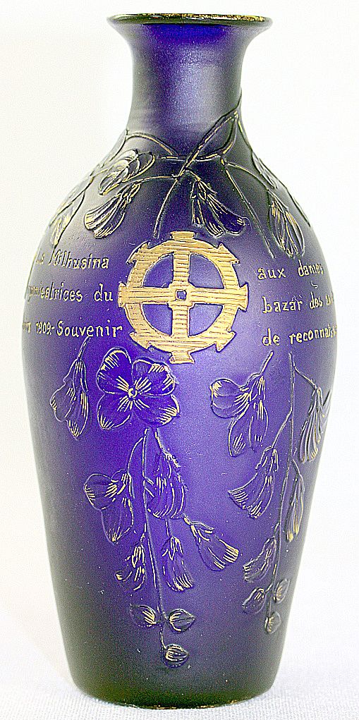 Burgun & Schverer Cobalt Blue Cameo Vase Parlant Burgun & Schverer Cobalt Blue Cameo Vase Parlant