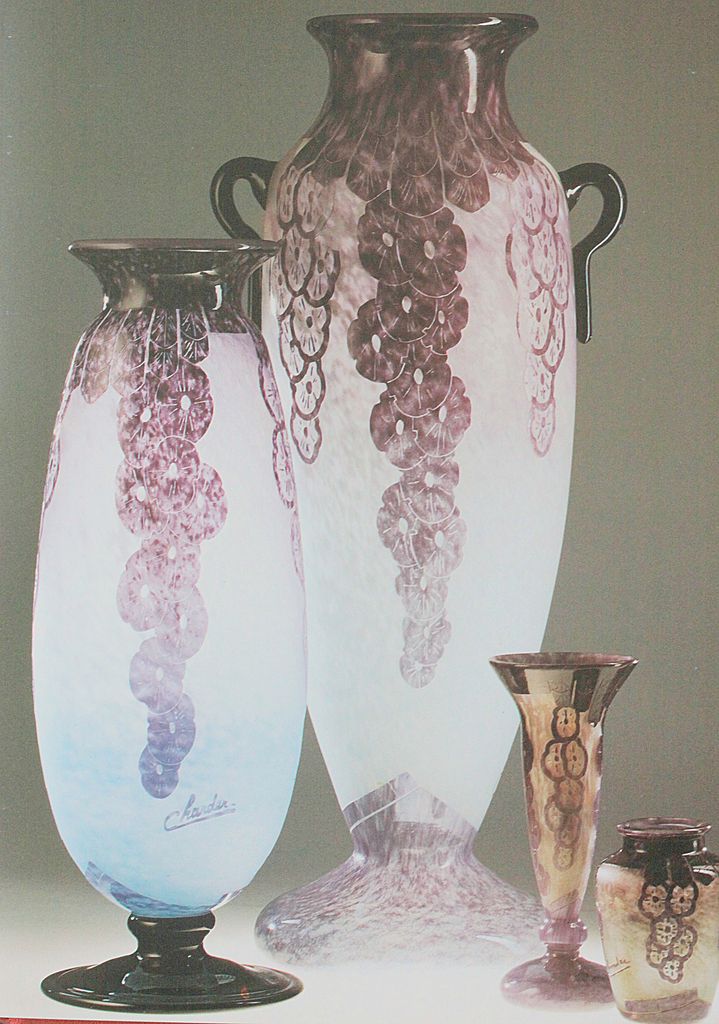 Large Le Verre Francais "Lavande" Pattern Vase by Schneider Large Le Verre Francais "Lavande" Pattern Vase by Schneider
