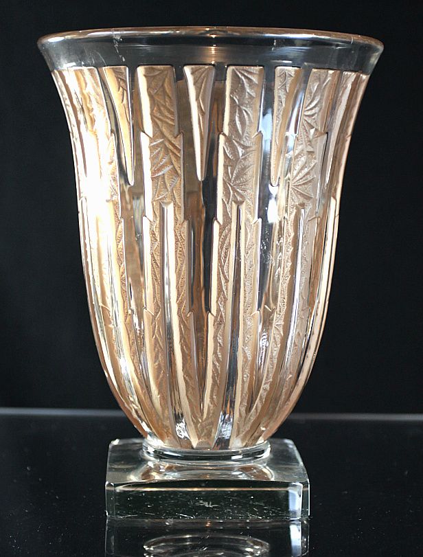 Verlys Sepia Stained Art Deco Vase Verlys Sepia Stained Art Deco Vase