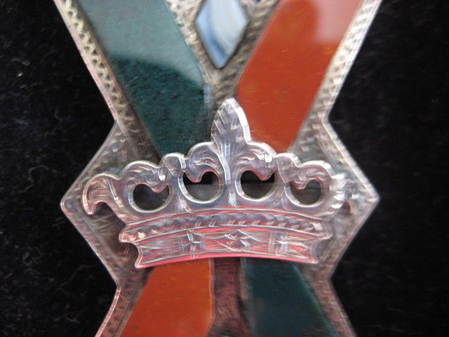 Large Victorian Scottish Silver St. Andrews Cross Jasper w/Crown Large Victorian Scottish Silver St. Andrews Cross Jasper w/Crown