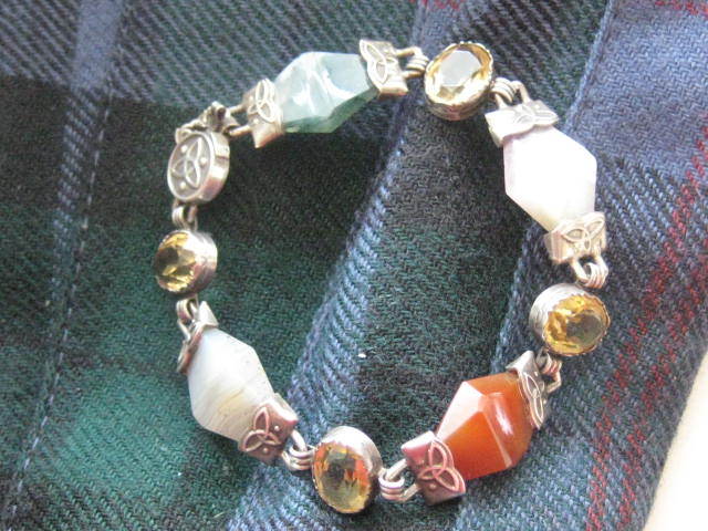 Scottish Victorian Bracelet with Celtic Design, Agates and Carnelian Scottish Victorian Bracelet with Celtic Design, Agates and Carnelian