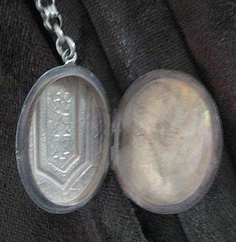 Victorian Thick Silver Chain with Large Antique Locket Victorian Thick Silver Chain with Large Antique Locket
