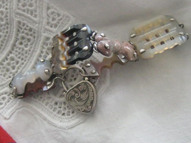 Scottish Victorian Agate Bracelet with Heart Lock Scottish Victorian Agate Bracelet with Heart Lock