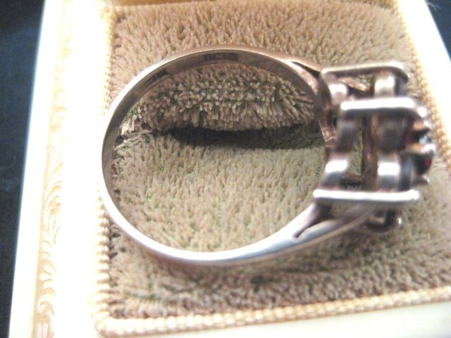 REDUCED: Vintage English Silver Ring with Garnet Stones Size 8.5 REDUCED: Vintage English Silver Ring with Garnet Stones Size 8.5
