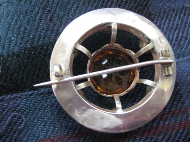 Large Victorian Scottish Cairngorm Silver Brooch Large Victorian Scottish Cairngorm Silver Brooch