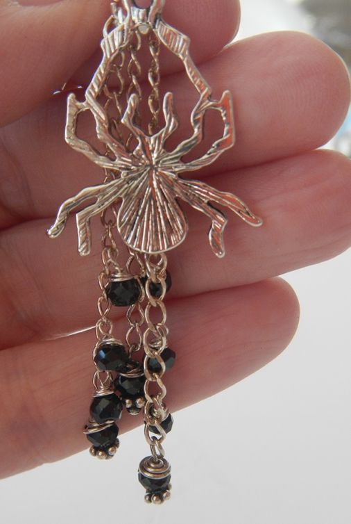 Spooky Spider and Black Spinel Earrings Spooky Spider and Black Spinel Earrings