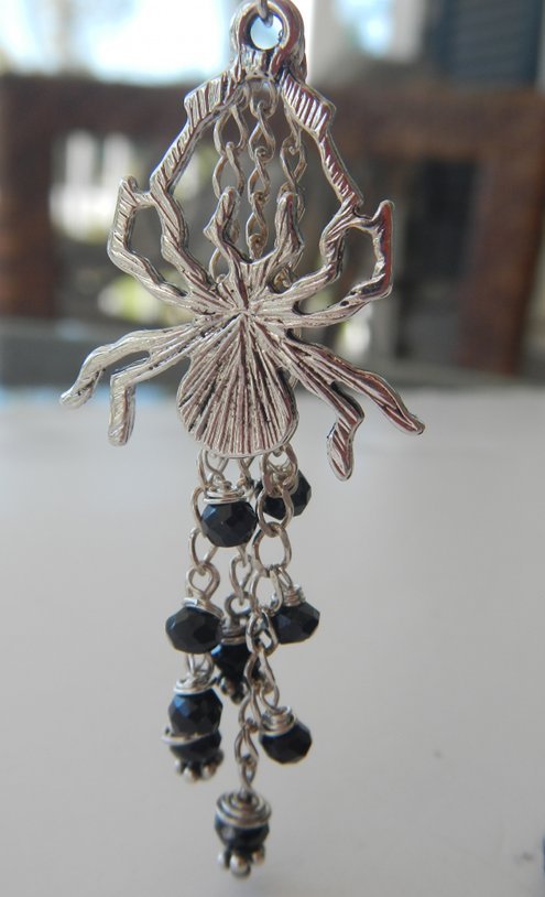 Spooky Spider and Black Spinel Earrings Spooky Spider and Black Spinel Earrings