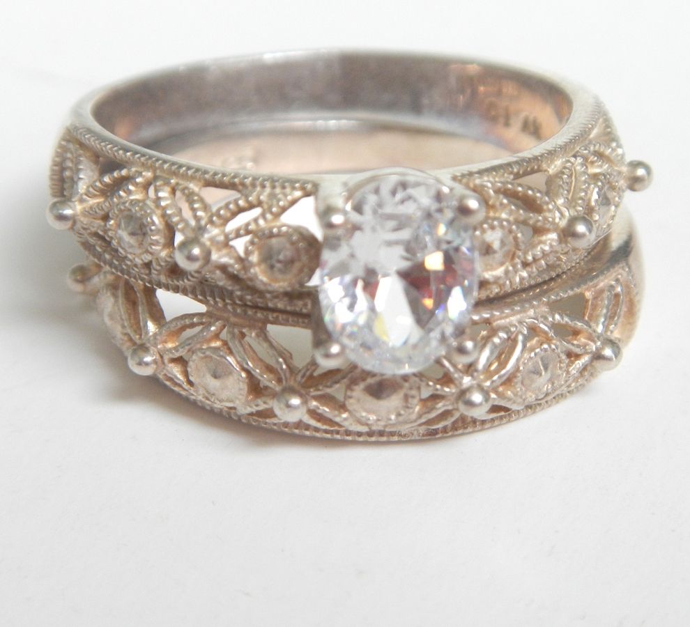 Sterling Filigree Wedding Ring Set By Avon Size 10