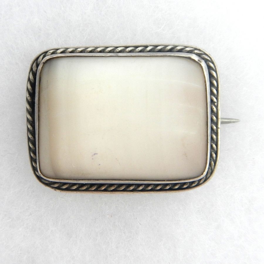 Satiny Moonstone and Sterling Pin Satiny Moonstone and Sterling Pin