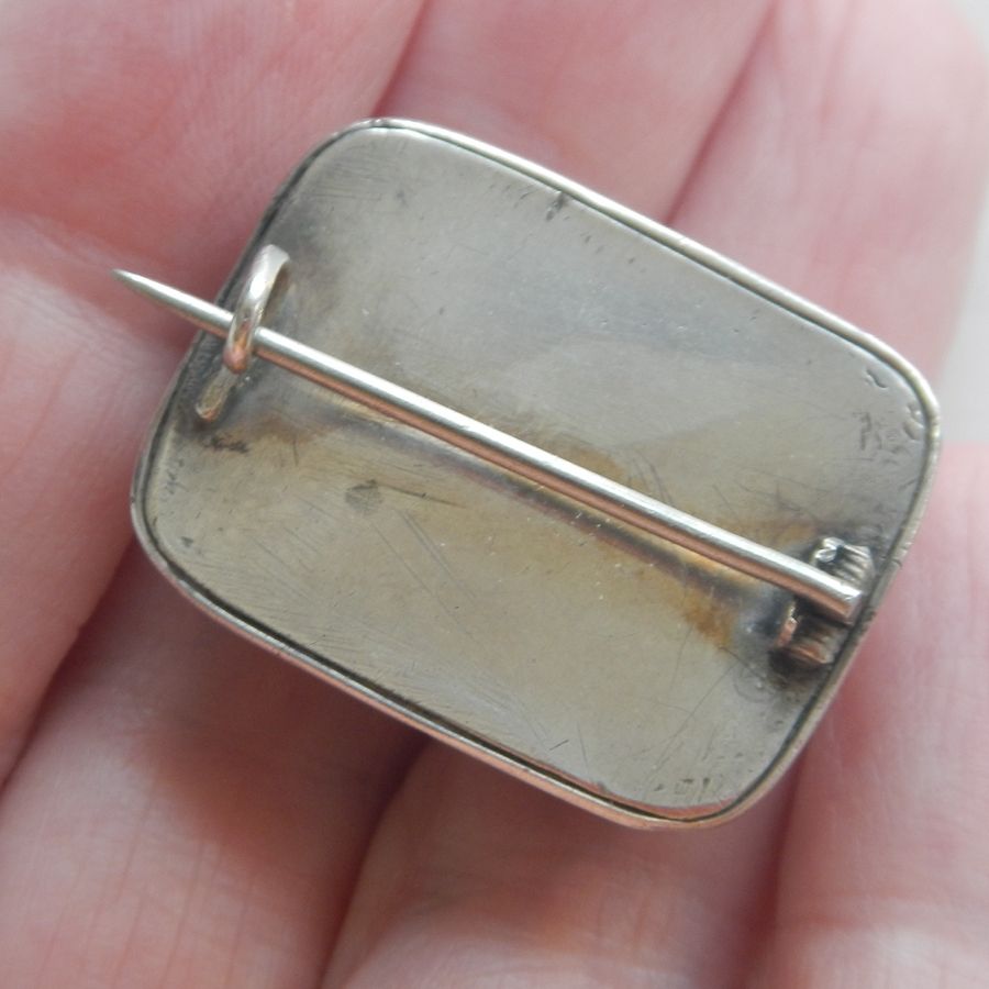Satiny Moonstone and Sterling Pin Satiny Moonstone and Sterling Pin