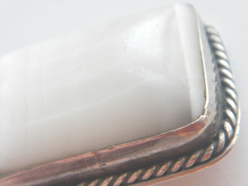 Satiny Moonstone and Sterling Pin Satiny Moonstone and Sterling Pin