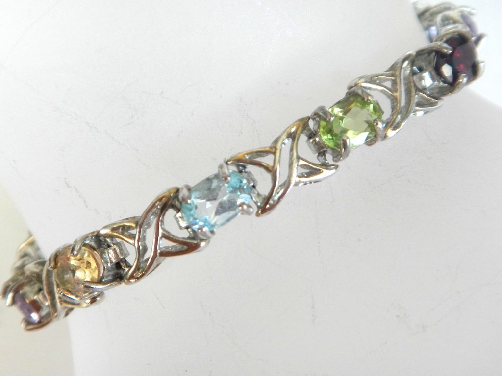 Multi Colored Stone Sterling Tennis Bracelet Multi Colored Stone Sterling Tennis Bracelet