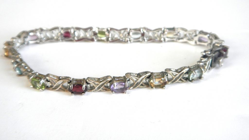 Multi Colored Stone Sterling Tennis Bracelet Multi Colored Stone Sterling Tennis Bracelet