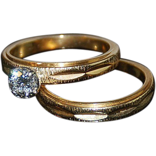 Diamond Engagement Ring Set 14kt Two Tone Gold Diamond Engagement Ring Set 14kt Two Tone Gold