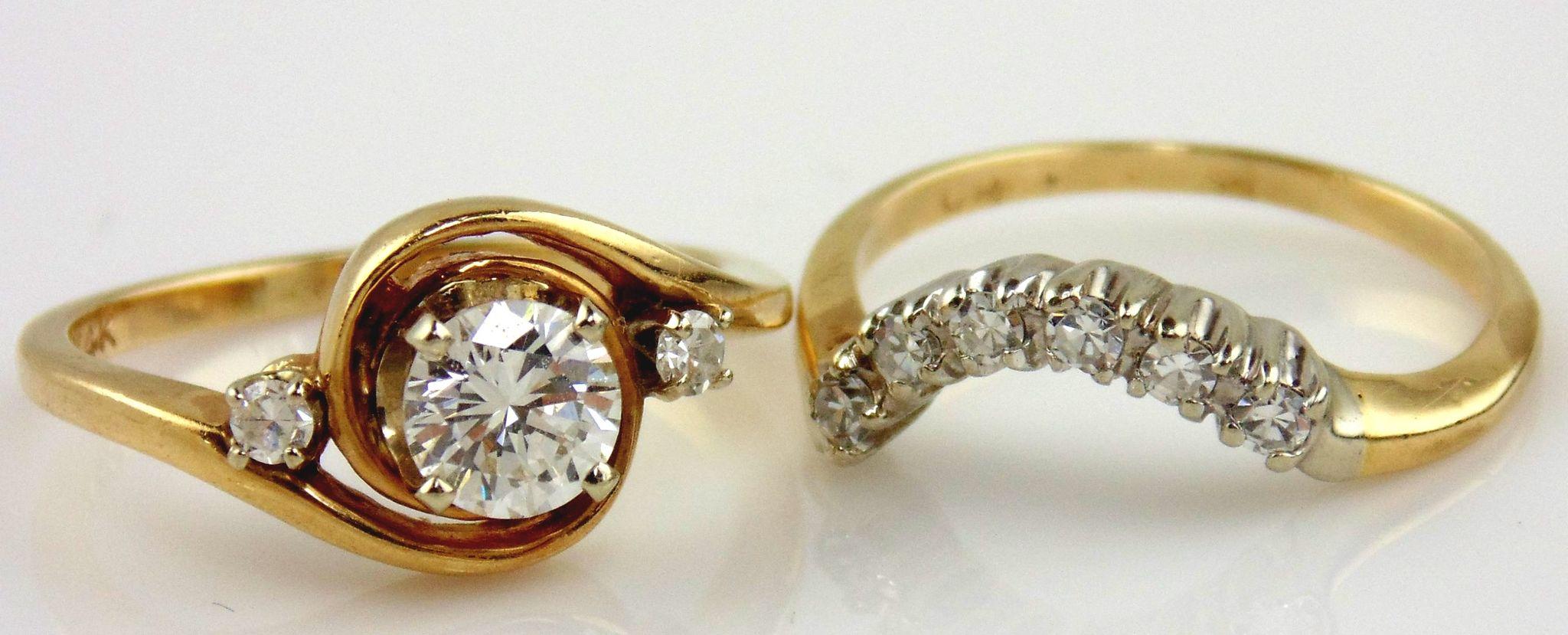 Diamond Engagement Ring Set 14kt Two Tone Gold - Size 4 Diamond Engagement Ring Set 14kt Two Tone Gold - Size 4