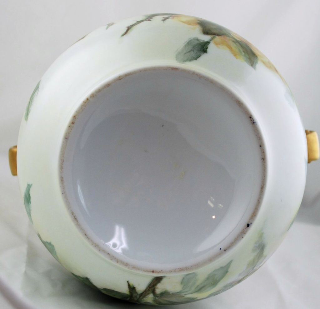 Hand Painted Porcelain Vase with Roses by Margaret Surber Hand Painted Porcelain Vase with Roses by Margaret Surber