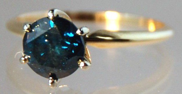 Blue Diamond Ring 14kt Yellow Gold - 1. 53cts Blue Diamond Ring 14kt Yellow Gold - 1. 53cts