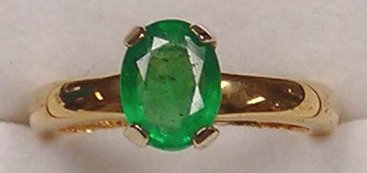 Emerald Ring18kt Yellow Gold , Size 5 3/4 Emerald Ring18kt Yellow Gold , Size 5 3/4