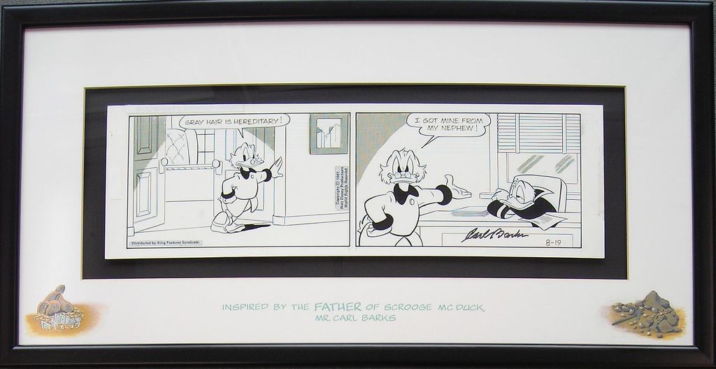 Scrooge & Donald Duck - Comic Strip, Signed by Carl Barks. Scrooge & Donald Duck - Comic Strip, Signed by Carl Barks.