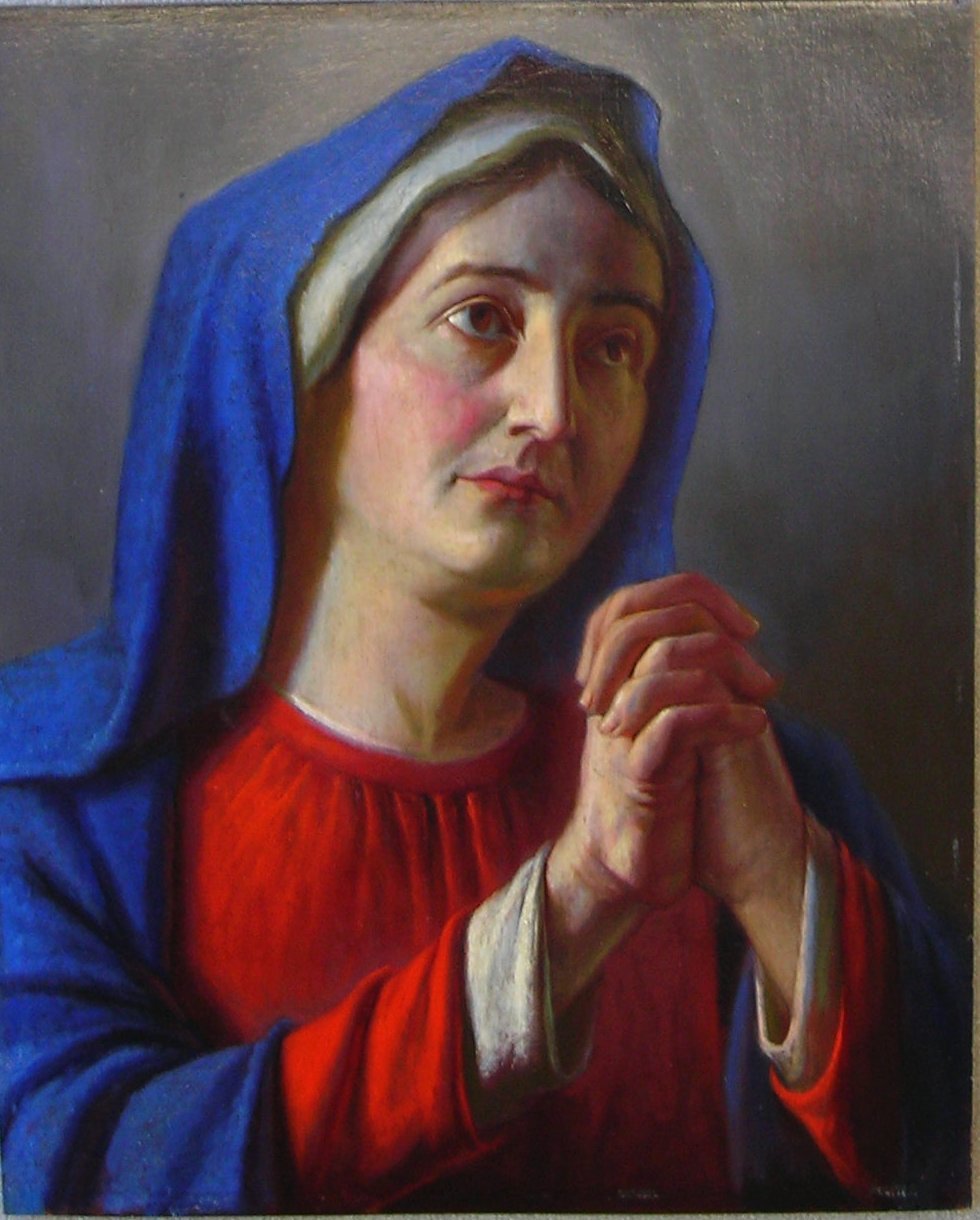 Praying Madonna, Original Painting by Listed Artist Alois Binder Praying Madonna, Original Painting by Listed Artist Alois Binder