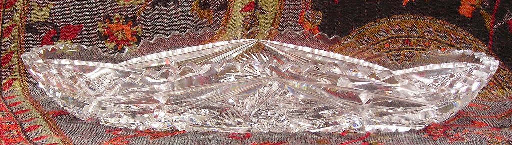 American Designer Cut Glass Celery Dish - 20th Century American Designer Cut Glass Celery Dish - 20th Century