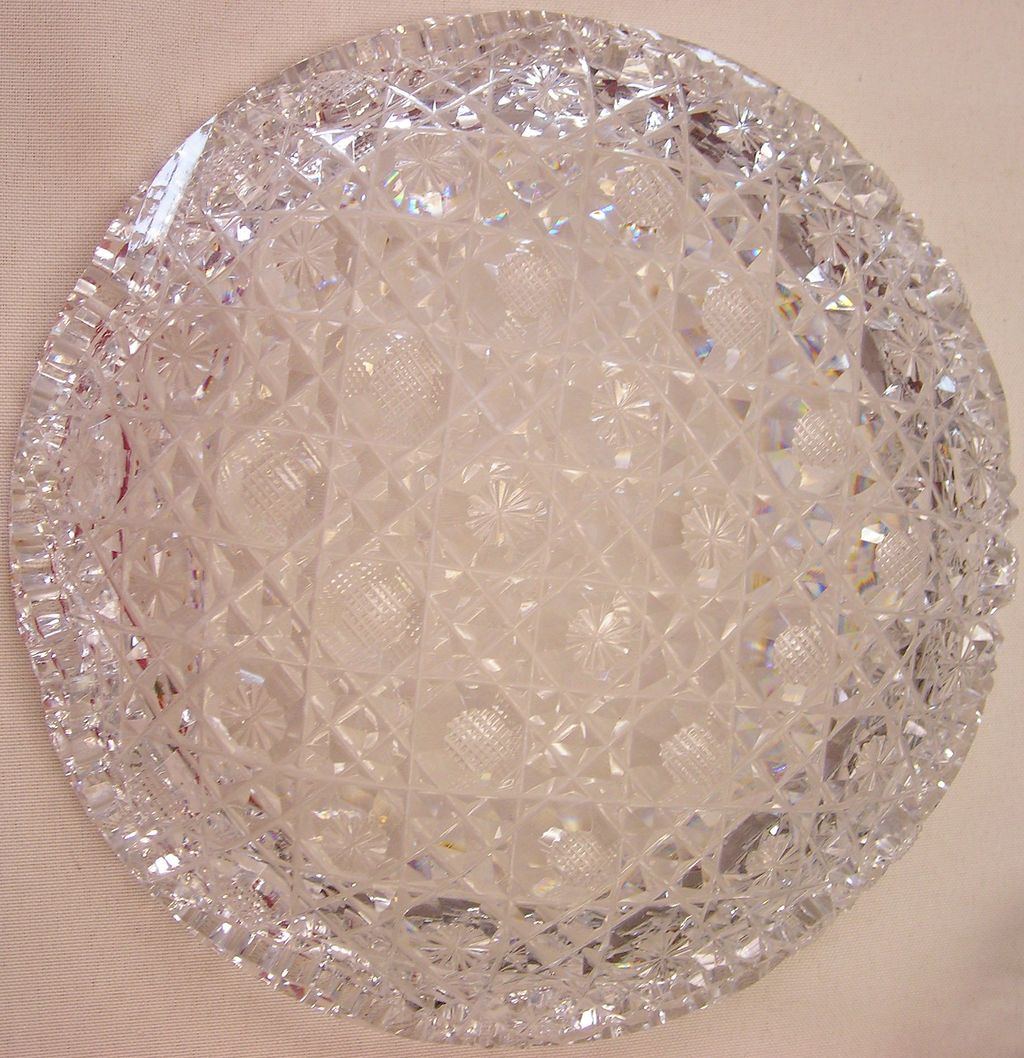 American Cut Glass Berry Bowl - Unusual Design American Cut Glass Berry Bowl - Unusual Design