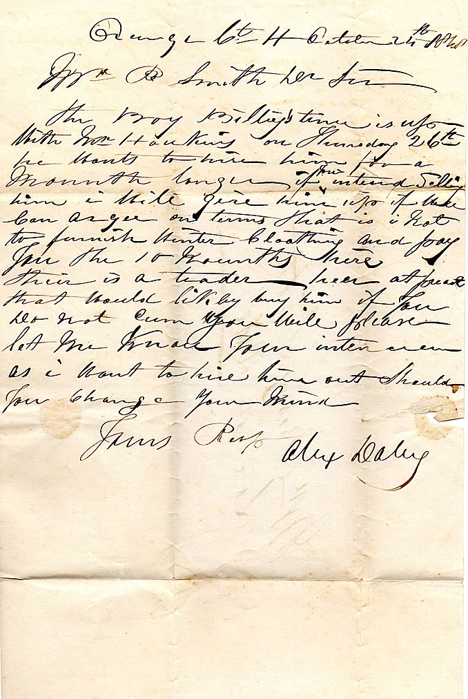 19th Century Slave Document From Orange County, VA 19th Century Slave Document From Orange County, VA
