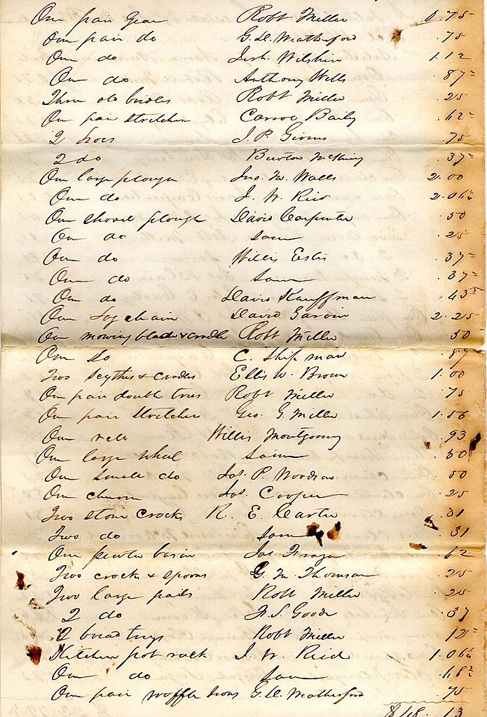 Bill of Sale, Slaves for Lincoln County, Kentucky Estate, Circa 1845-1846 Bill of Sale, Slaves for Lincoln County, Kentucky Estate, Circa 1845-1846