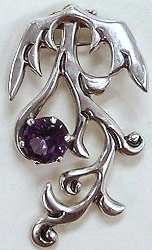 Sterling Silver Pendant w/Amethyst, Taxco Sterling Silver Pendant w/Amethyst, Taxco