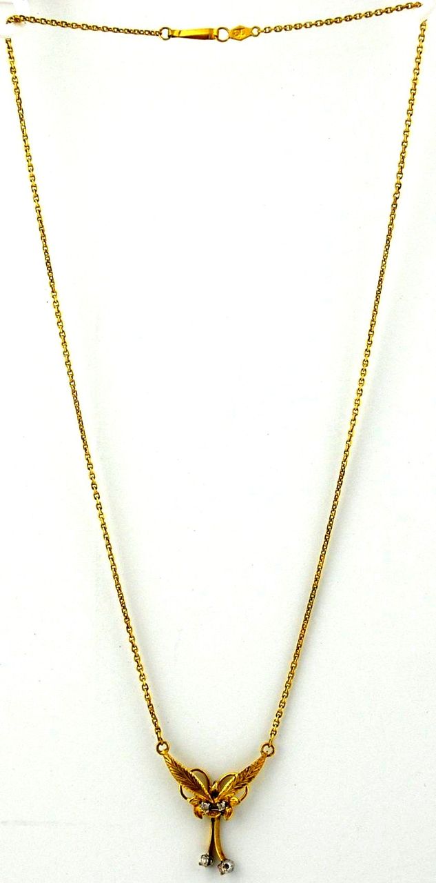Diamond Necklace 14kt Two Tone Gold - Vintage Diamond Necklace 14kt Two Tone Gold - Vintage