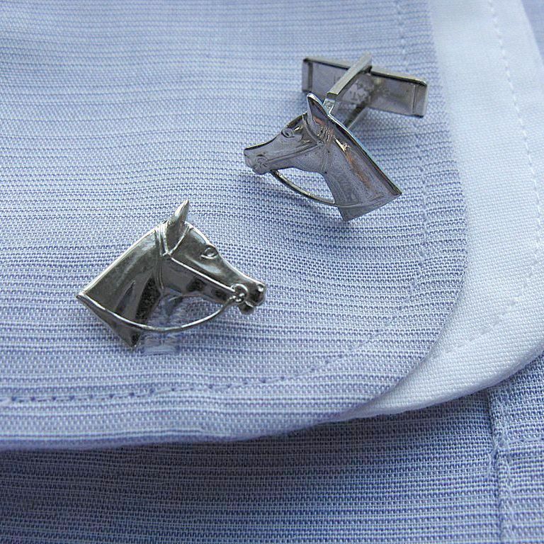 1950's Sterling Silver Figural Equestrian Cuff Links 1950's Sterling Silver Figural Equestrian Cuff Links