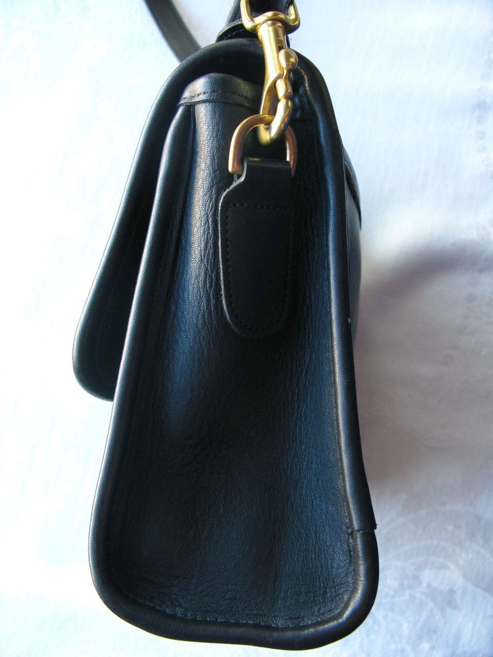 Vintage COACH U S A Black Leather Court Bag from seasonspast on Ruby Lane