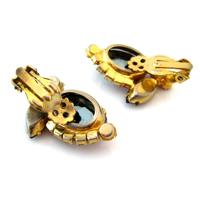 JULIANA Heliotrope Watermelon Rhinestone Earrings - Vintage D&E DeLizza Elster Clip On JULIANA Heliotrope Watermelon Rhinestone Earrings - Vintage D&E DeLizza Elster Clip On