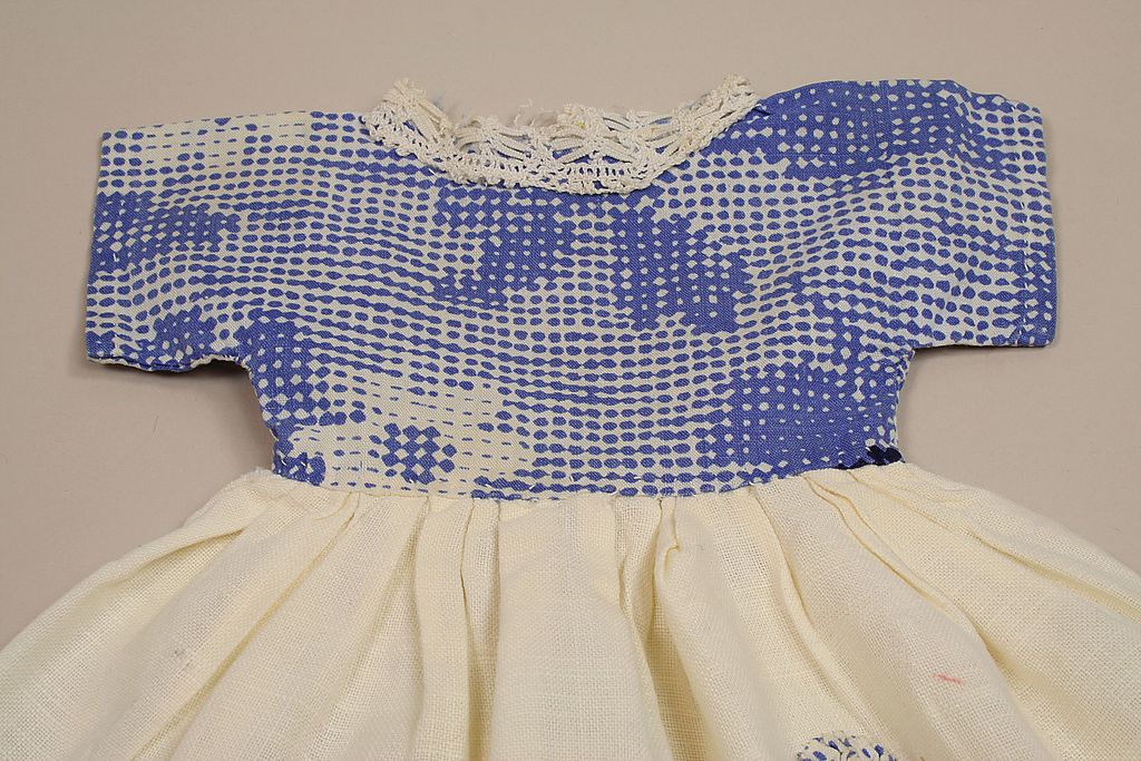 Vintage Handmade Blue And Cream Cotton Dress Vintage Handmade Blue And Cream Cotton Dress