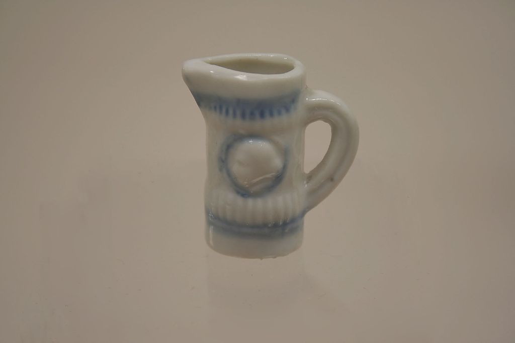 Vintage Miniature Dollhouse Blue And White Porcelain Pitcher Vintage Miniature Dollhouse Blue And White Porcelain Pitcher