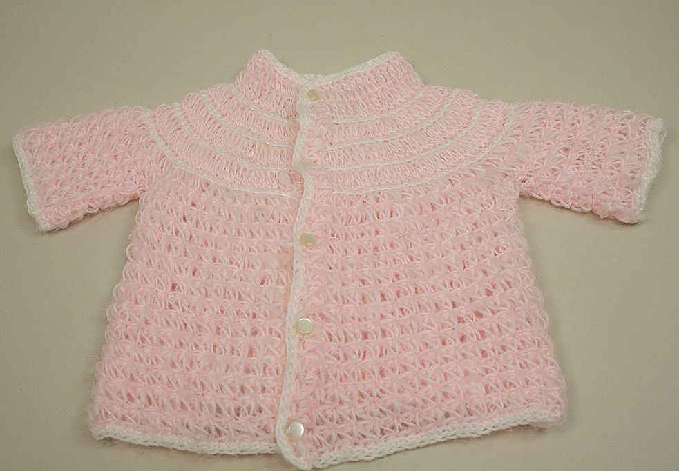 Vintage Factory Made Acrylic Pink Doll Or Bear Sweater Vintage Factory Made Acrylic Pink Doll Or Bear Sweater