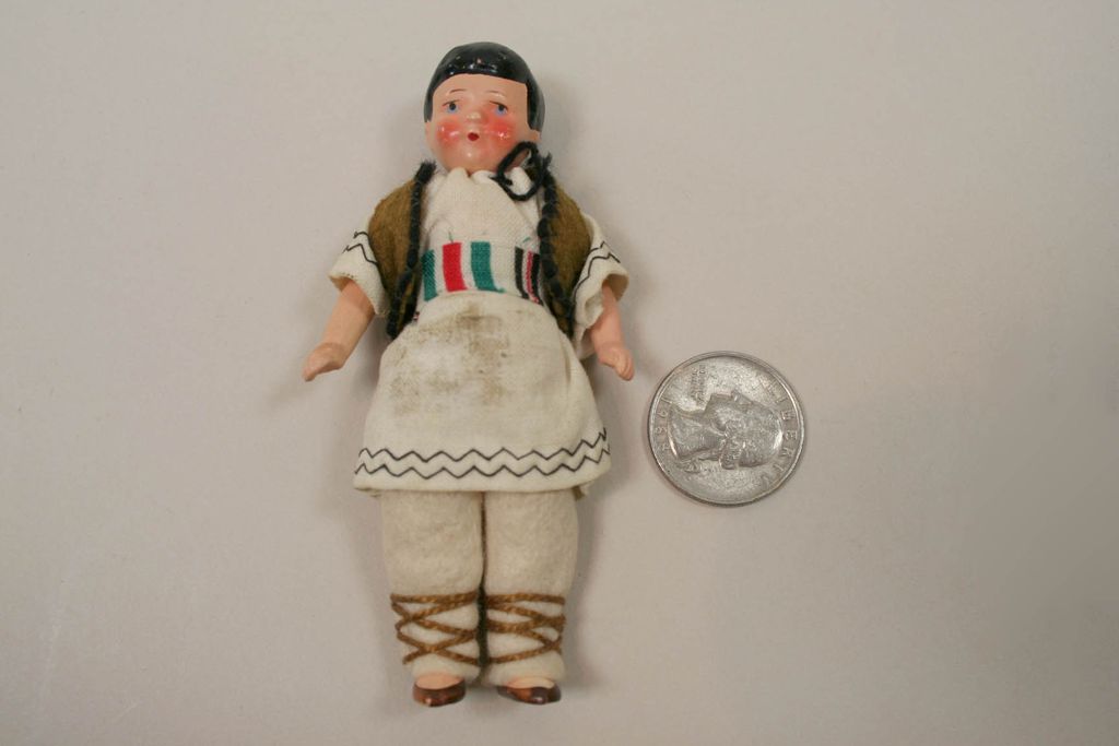 Early German Hertwig 3 1/2" Dollhouse Doll Circa 1920 Early German Hertwig 3 1/2" Dollhouse Doll Circa 1920